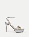 Veronica Beard Beverlee Ankle Strap Platform Sandal In Silver