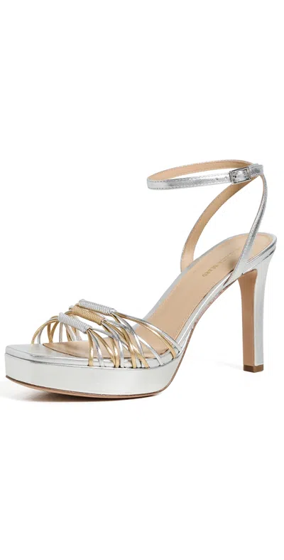 Veronica Beard Beverlee Sandals Silver/pale Gold In White