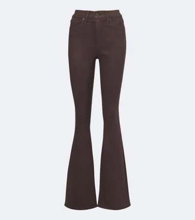 Veronica Beard Beverly Coated Flared Jeans In Brown