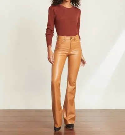 Veronica Beard Beverly High Rise Skinny Flare Pant Vegan Leather In Cognac In Brown