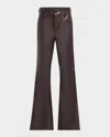 Veronica Beard Carson High Rise Ankle Flared Jeans In Dark Chocolate In Dark Chocolate