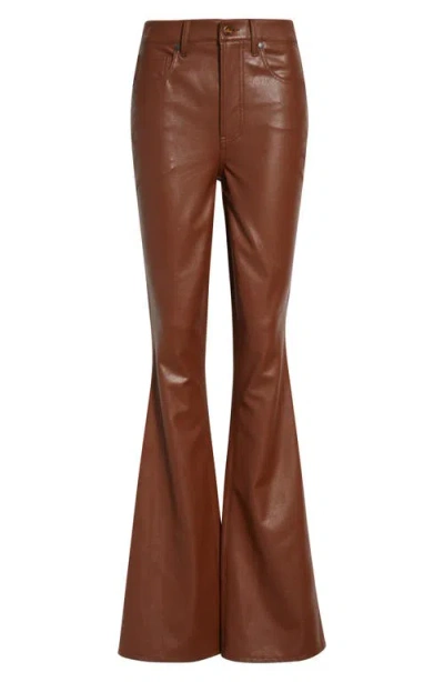 Veronica Beard Beverly High Waist Skinny Flare Faux Leather Jeans In Brown