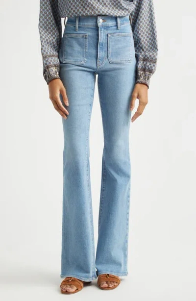 Veronica Beard Beverly High Waist Skinny Flare Leg Jeans In Blue