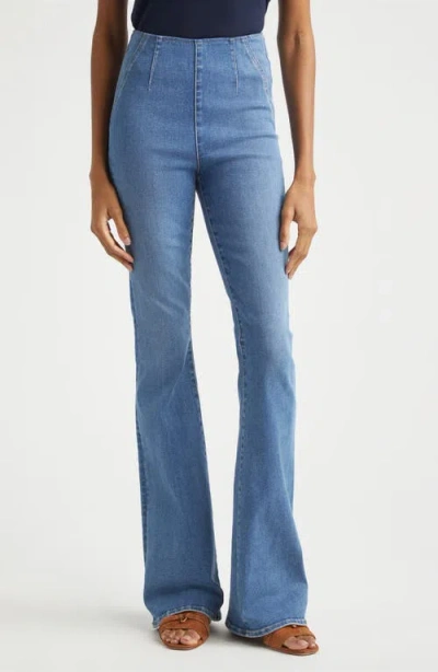 Veronica Beard Beverly Off Duty High Waist Skinny Flare Jeans In Blue