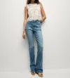 Veronica Beard Beverly Patch - Pocket Skinny - Flare Jean In Seawater Stone