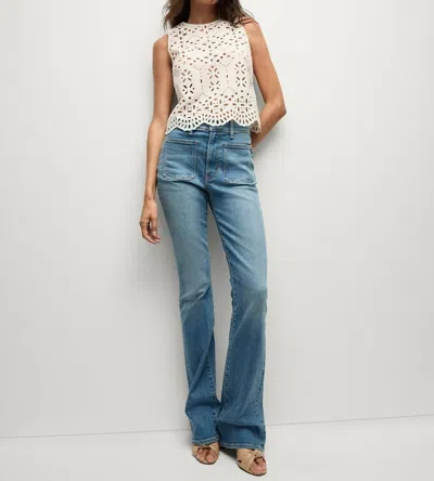 Veronica Beard Beverly Patch - Pocket Skinny - Flare Jean In Seawater Stone