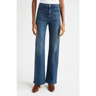 Veronica Beard Beverly Patch Pocket High Waist Skinny Flare Jeans In Seawater Stone