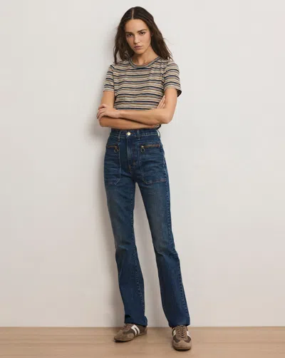 Veronica Beard Beverly Patch-pocket Skinny-flare Jean In Blue