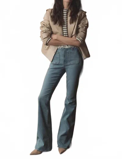 Veronica Beard Beverly Patch-pocket Skinny Flare Jean In Silverwood Blue In Multi