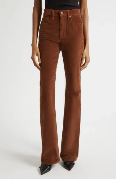 Veronica Beard Beverly Skinny Flare Corduroy Pants In Brown