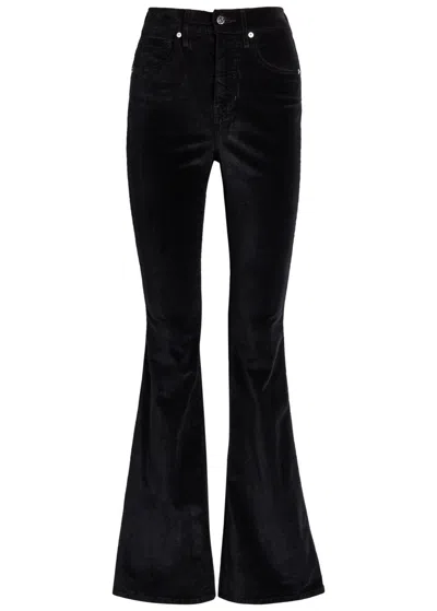 Veronica Beard Beverly Skinny Flared-leg Velvet Jeans In Black