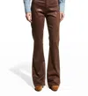 Veronica Beard Beverly Vegan Leather Skinny-flare Pant In Light Chicory