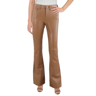 Veronica Beard Beverly Womens Faux Leather High Rise Flared Pants