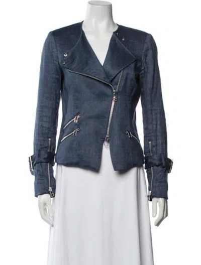 Pre-owned Veronica Beard Biker Jacket In Blue