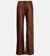 Veronica Beard Billie Silk-blend Straight Pants In Brown