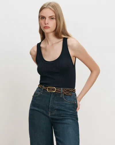 Veronica Beard Birke Merino Wool Tank Top In Heritage Navy Melange