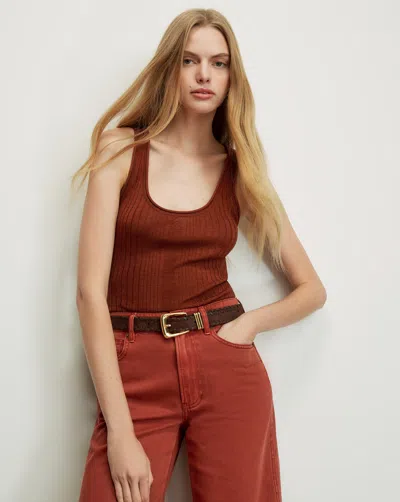 Veronica Beard Birke Merino Wool Tank Top In Rust