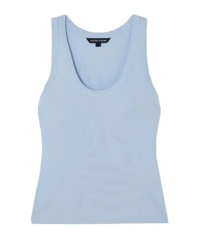 Veronica Beard Birke Ribbed Stretch-pima Cotton Tank In Blue