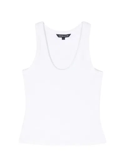 Veronica Beard Birke Ribbed-jersey Tank Top In White