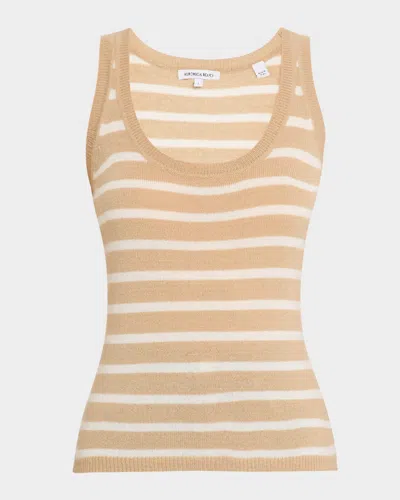 Veronica Beard Birke Stripe Cashmere Tank Top In Brown