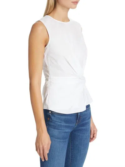 Veronica Beard Bisa Twisted Stretch Cotton Top In White