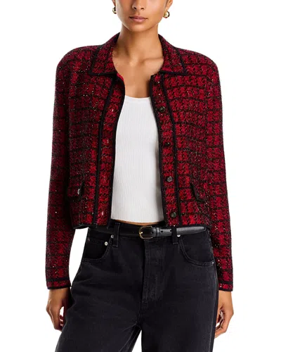 Veronica Beard Blanche Knit Cardigan Jacket In Red