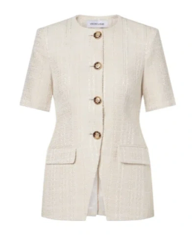 Veronica Beard Bodie Cotton-blend Tweed Jacket In White
