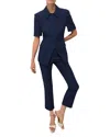 Veronica Beard Bodie Floral Embroidery Elbow Sleeve Dickey Jacket In Navy