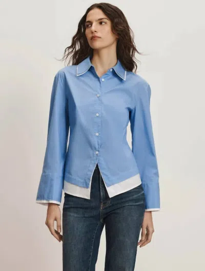 Veronica Beard Bonnie Button-down Shirt In Cadet In Blue
