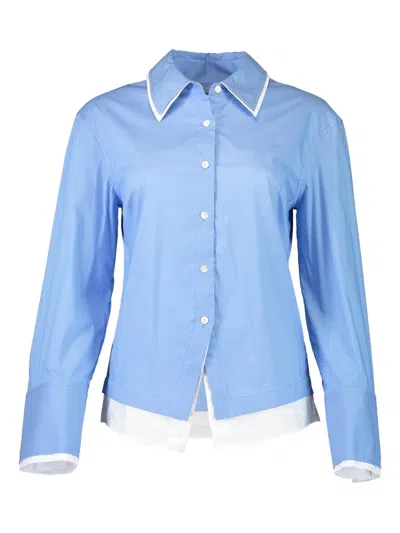 Veronica Beard Womens Cadet Bonnie Button-down Cotton-blend Shirt In Blue