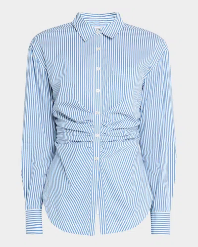 Veronica Beard Bosco Striped Button-front Shirt In Blue White Stripe