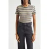 Veronica Beard Remus Stripe Ruched Long Sleeve T-shirt In Multi