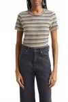 Veronica Beard Remus Stripe Ruched Long Sleeve T-shirt In Multi