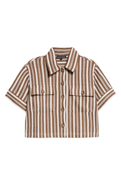 Veronica Beard Bouvier Cropped Striped Knitted Shirt In Multi