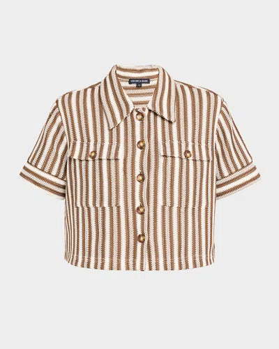 Veronica Beard Bouvier Stripe Short-sleeve Top