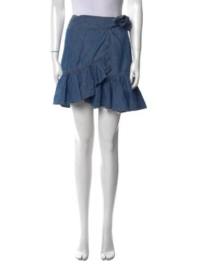 Pre-owned Veronica Beard Bow Accents Mini Skirt In Blue