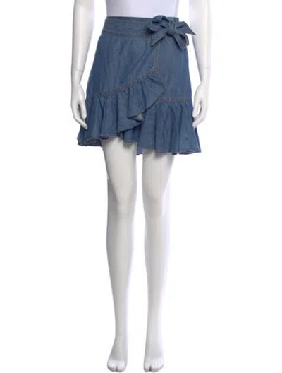 Pre-owned Veronica Beard Bow Accents Mini Skirt In Blue