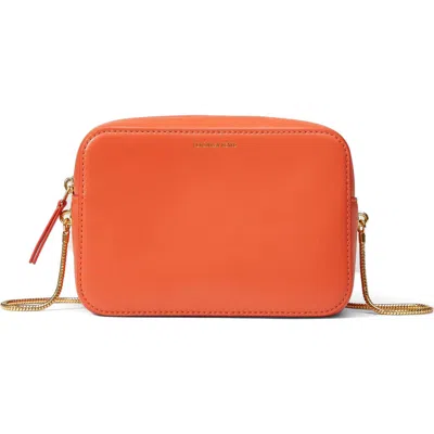 Veronica Beard Boxy Chain Leather Crossbody Bag In Persimmon