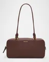 Veronica Beard Boxy Grain Leather Shoulder Bag In Purple