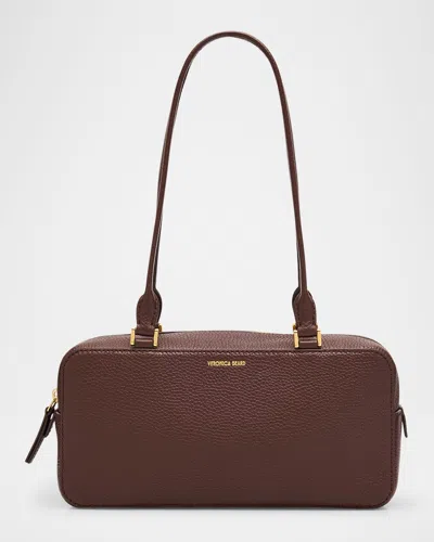 Veronica Beard Boxy Grain Leather Shoulder Bag In Purple