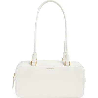 Veronica Beard Boxy Leather Shoulder Bag In White