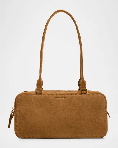 Veronica Beard Boxy Suede Shoulder Bag In Brown