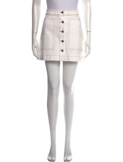 Pre-owned Veronica Beard Braided Accents Mini Skirt In White
