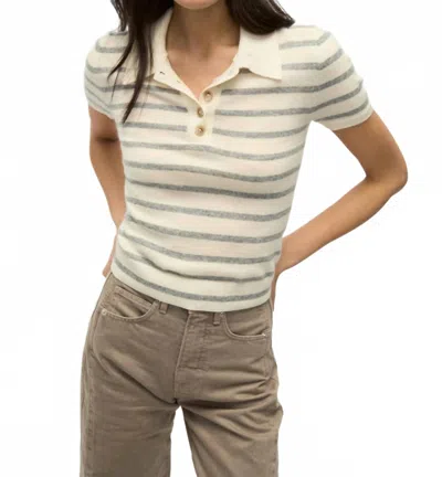 Veronica Beard Brandt Cashmere Polo In Ivory/heather Grey
