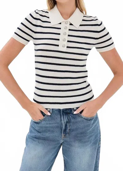 Veronica Beard Brandt Cashmere Polo In Ivory/navy