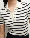 Veronica Beard Brandt Cashmere Polo In Striped Motif