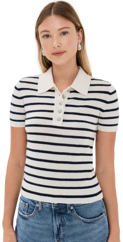 Veronica Beard Brandt Cashmere Polo In Striped Motif