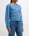 Veronica Beard Brandy Tailored Denim Jacket In Bright Serendipity