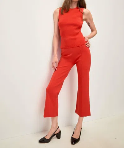 Veronica Beard Bray Knit Cropped Pants In Poppy