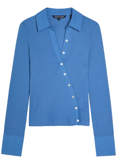 Veronica Beard Brenner Button-effect Cotton-blend Top In Blue